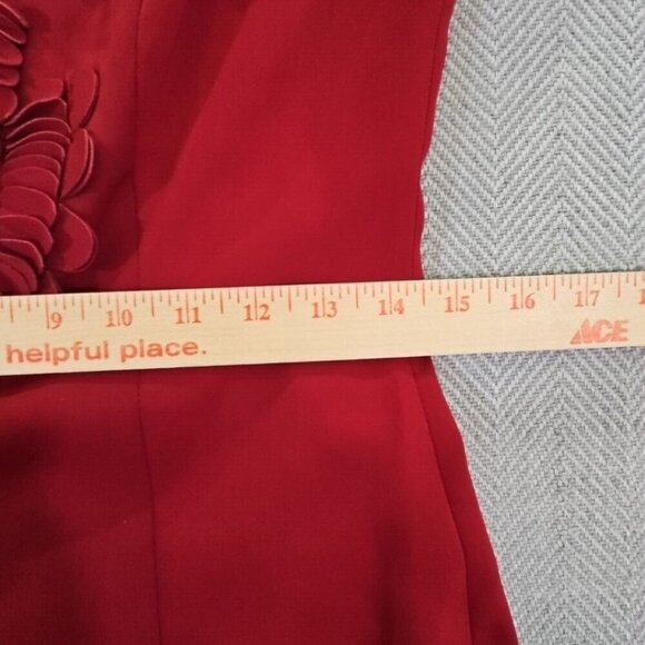 NUE by Shani S1025 Size 2 Leather Accents Red Shapewear Midi Dress Quiet Luxury - Picture 10 of 16